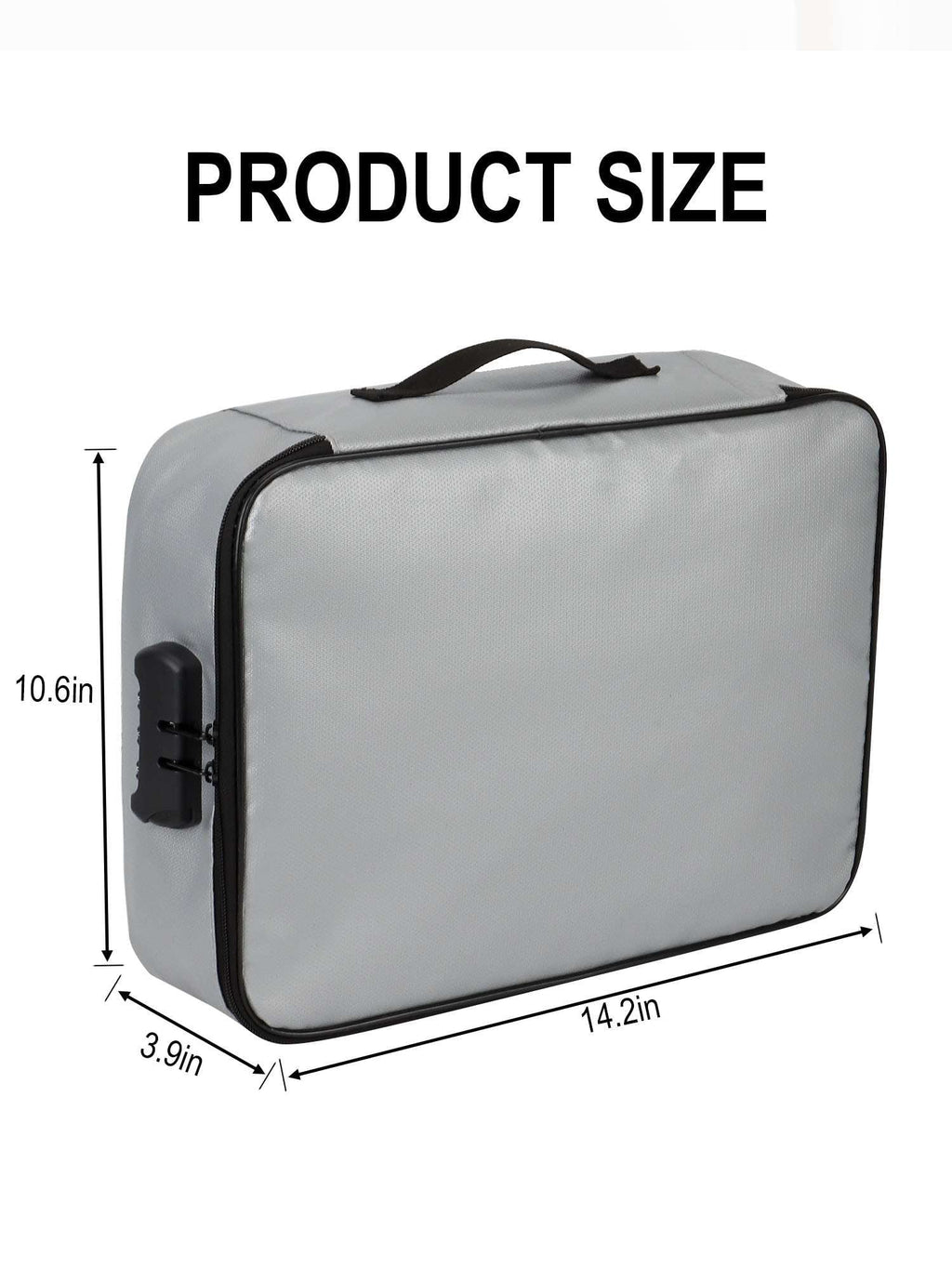 Luxtrada Fireproof Document Bag with Lock, Important Document Organizer Portable Travel Home Document Safe Holder Box for Portable computer Files, Certificates (Gray)