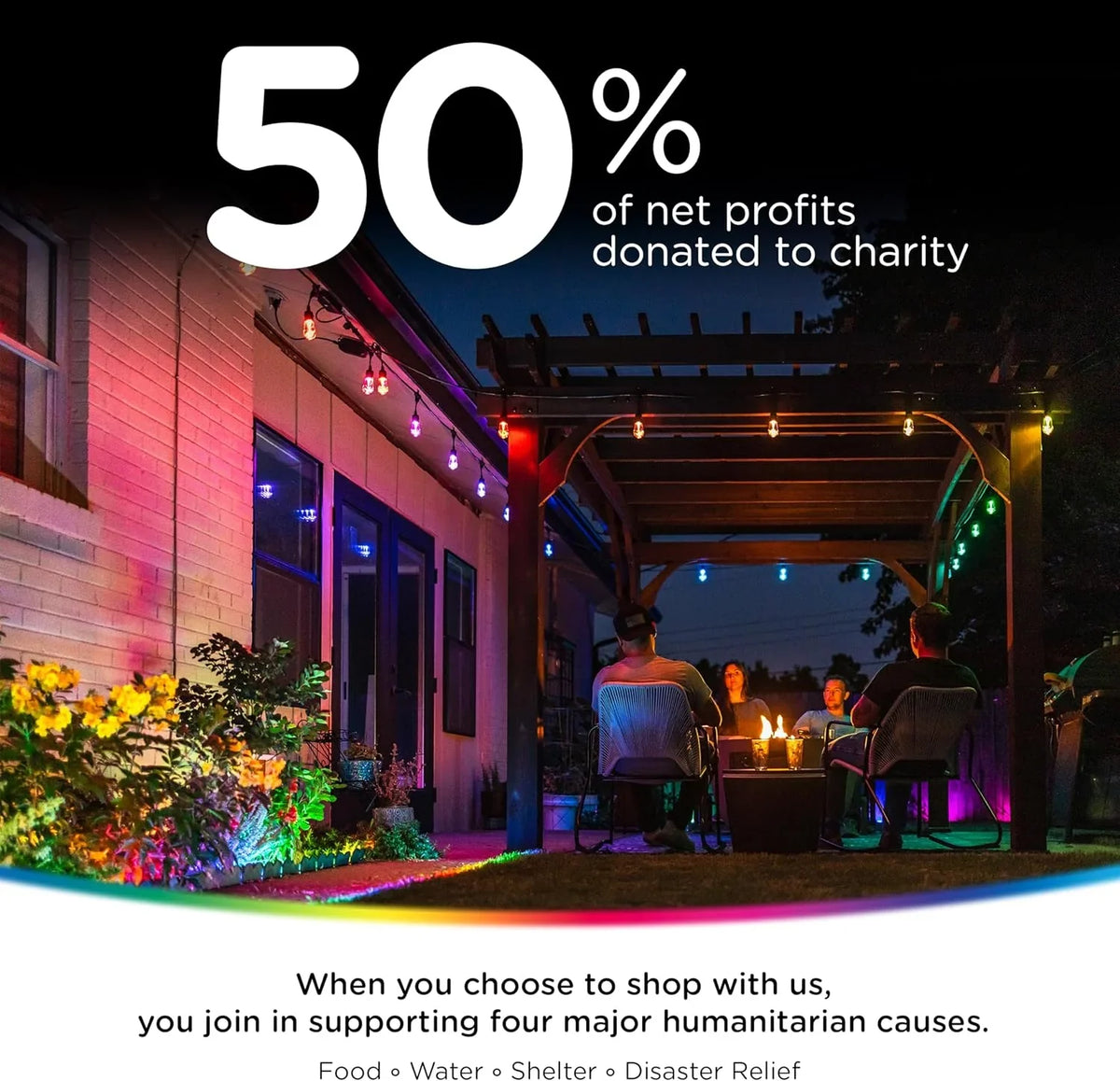 MINGFENG Smart Color Changing String Lights, 96 ft, 30 Lightweight RGB LED Patio Lights, Weatherproof, Customizable, Wi-Fi App Control, Dimmable Outdoor String Lights, 79617