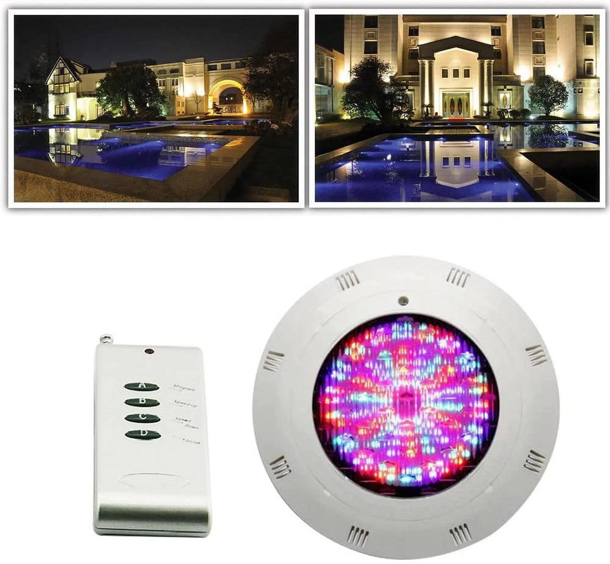 Miumaeov LED Swimming Pool Light, 12V RGB Fluid IP68 Fluid Light Lamp with Remote Control (18W)