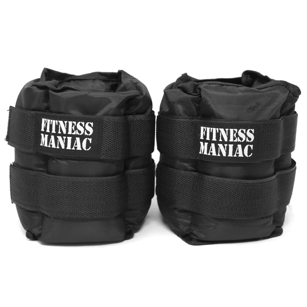 Fitness Maniac USA Ankle Weights with Adjustable Strap 16 lbs (Pair of Two 8-lbs Ankle Weights)