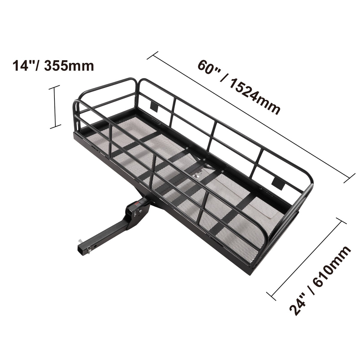 SKYSHALO 60x24x14in Hitch Mount Cargo Carrier 400lb & Stabilizer Fits 2" Receiver