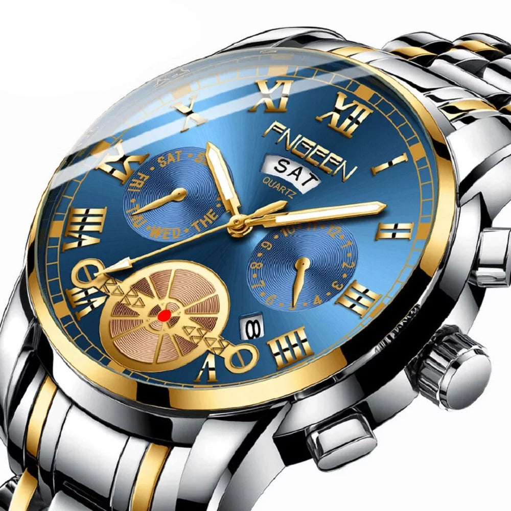 Fluid Mens Quartz Watch Tourbillon Dial Business Classic Analog Wristwatch
