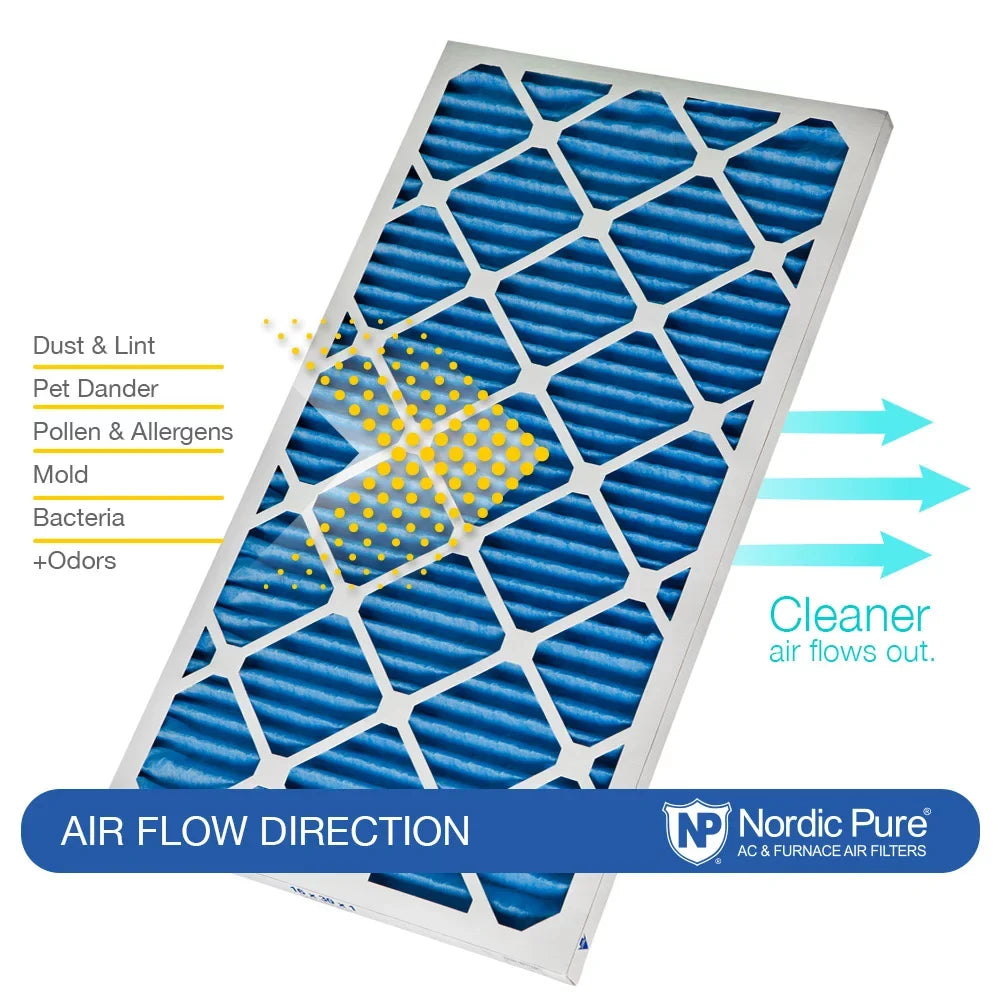 Nordic Pure 16x16x1 Pleated Air Filters MERV 7 Plus Carbon 6 Pack