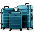 Hipack Prime Suitcases Hardside Luggage with Spinner Wheels, Turquoise, 3-Piece Set (20/24/28)