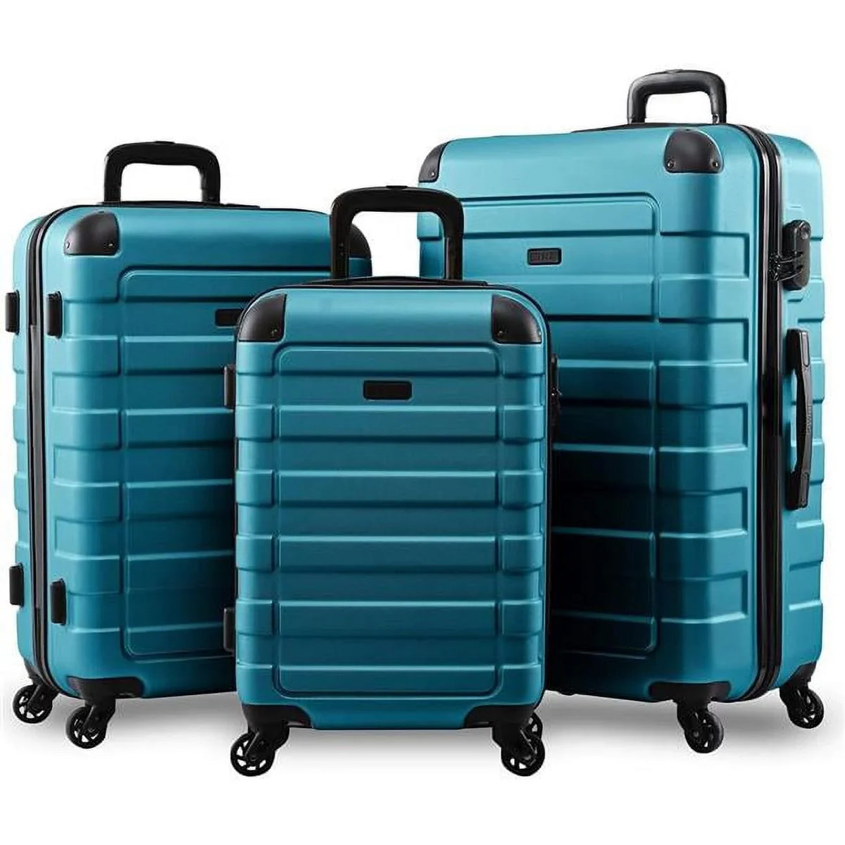 Hipack Prime Suitcases Hardside Luggage with Spinner Wheels, Turquoise, 3-Piece Set (20/24/28)