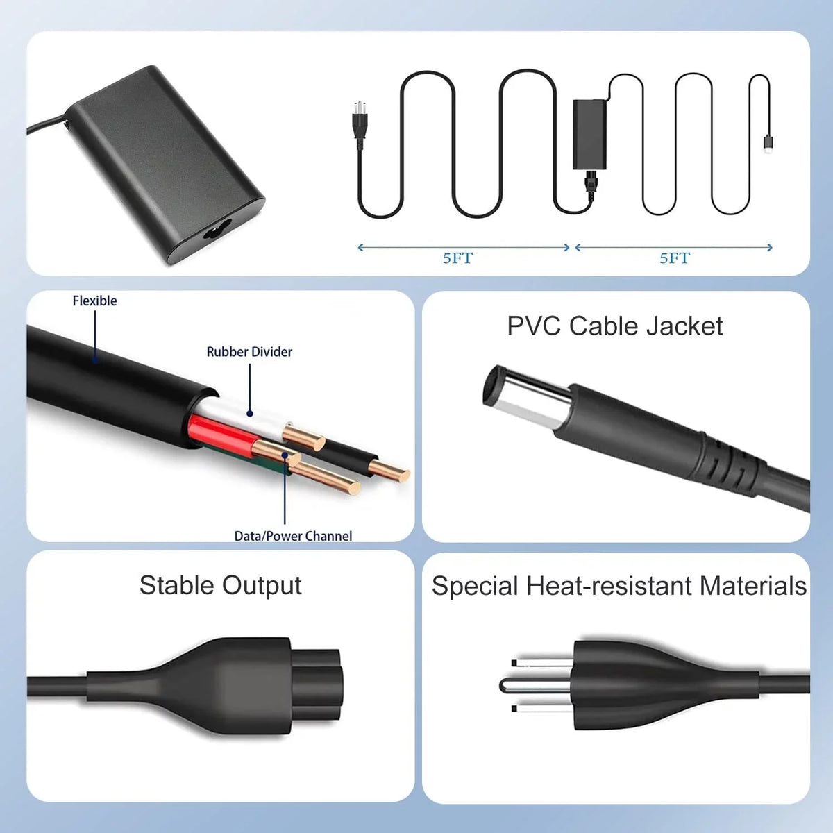 65W LA65NS2-01 Mobile pc Charger AC Adapter for Latitude 5400 5500 5480 7400 7480 7490 7390 3440 E5400 E5420 E5450 E5470 E6420 E6430 E6540 E7470 E7480 LA65NM130