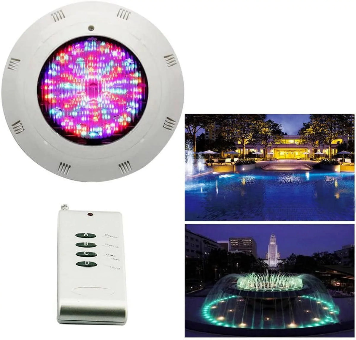 Miumaeov LED Swimming Pool Light, 12V RGB Fluid IP68 Fluid Light Lamp with Remote Control (18W)