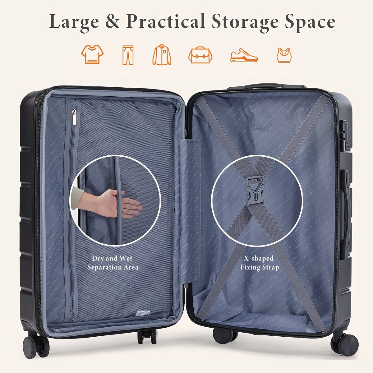 Lightweight Carry-On Trolley Suitcase – TSA Lock, Tough Double Spinner Wheels – Secure & Convenient Travel Case for Jetsetters