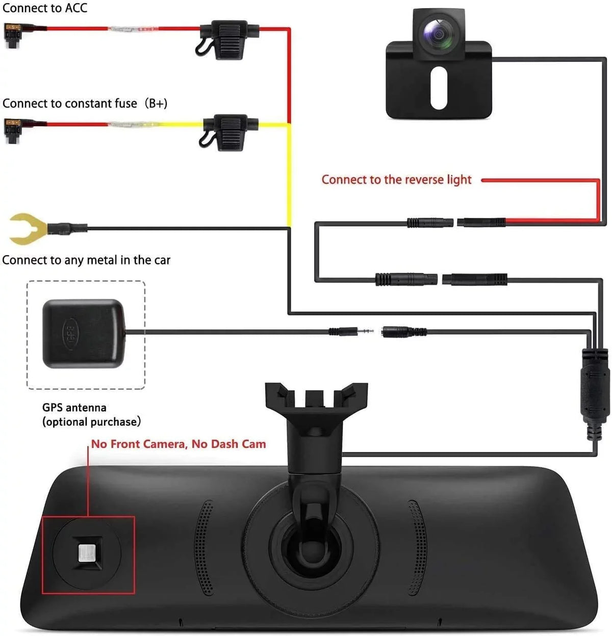 Auto-Vox Rear View Mirror Monitor 9.35'' Touch Monitor 1080P Backup Camera Driving Recorder for Truck