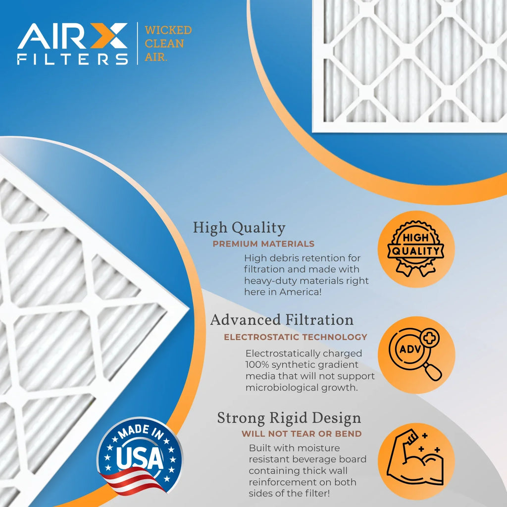10x24x1 Air Filter MERV 8 Comparable to MPR 700 & FPR 5 Electrostatic Pleated Air Conditioner Filter 6 Pack HVAC AC Premium USA Made 10x24x1 Furnace Filters by AIRX FILTERS WICKED CLEAN AIR.