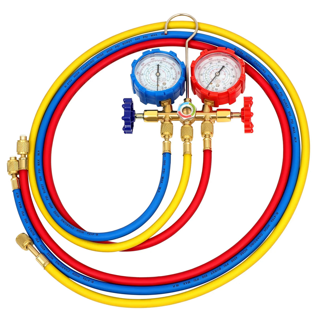 Complete Refrigerant Repair Tool Kit,1/3 4CFM HVAC Vacuum Pump,R134a AC Manifold Gauge Set With Hoses and Quick Couplers,Leak Detector For Air Conditioner