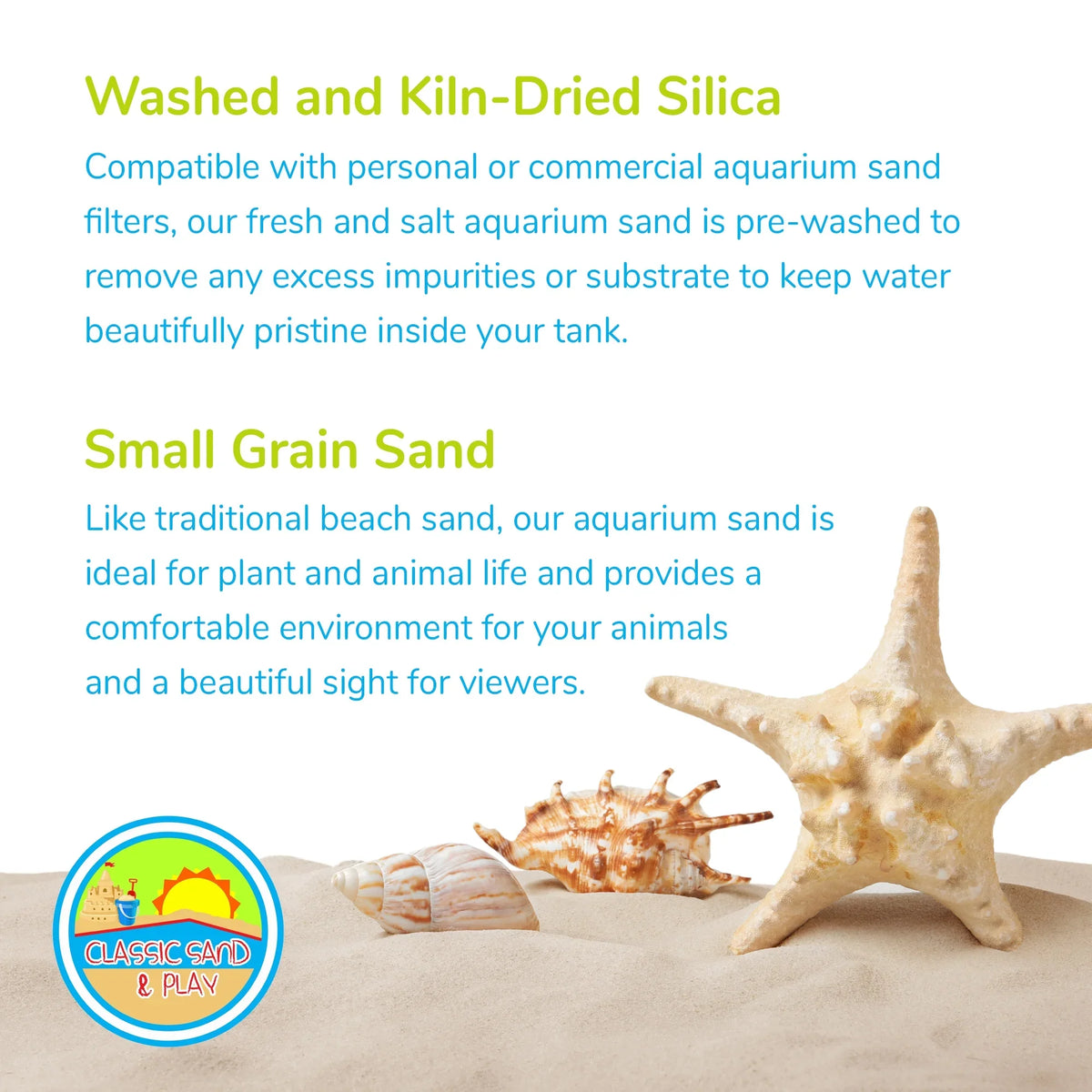 CLASSIC SAND & PLAY Natural Aquarium Sand for Fluid and Fluid Tanks, 40 lb. Yellow