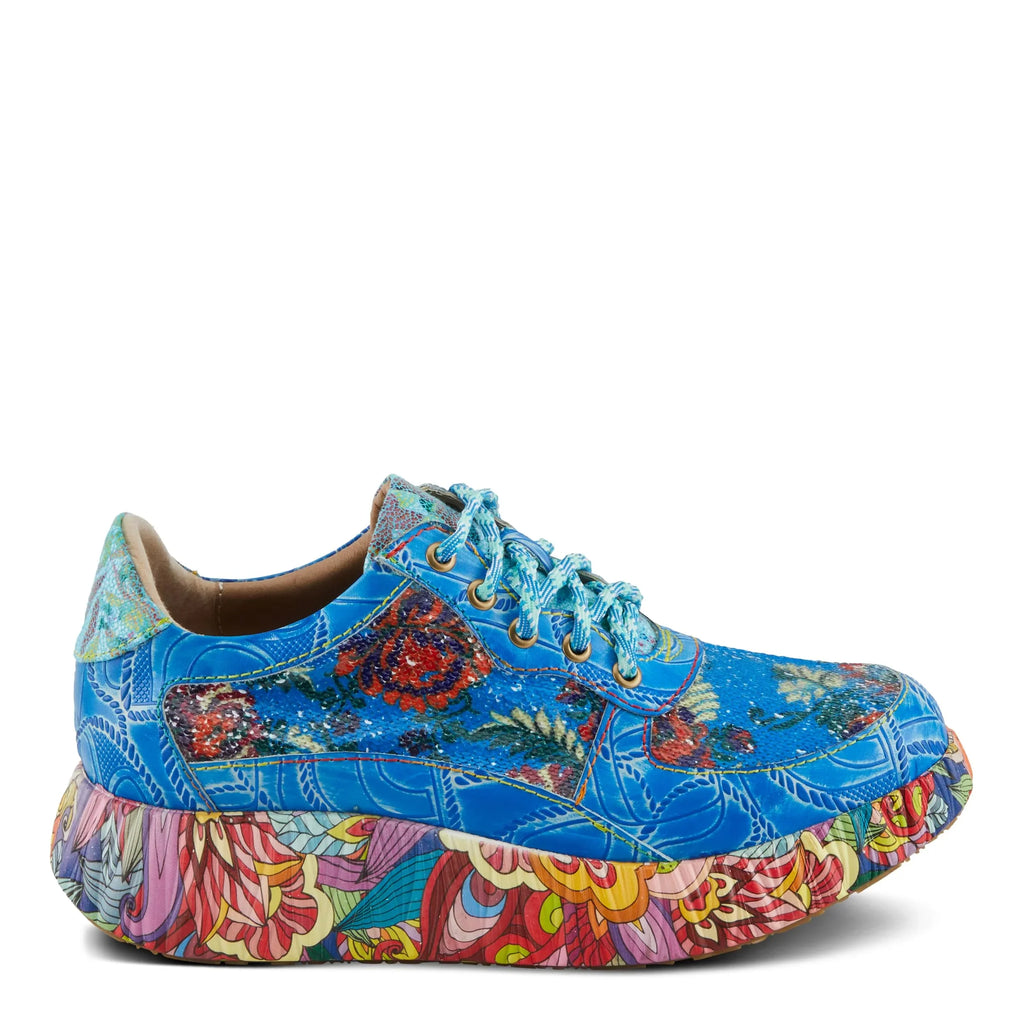 Spring Step L'Artiste Women's CAFFEY Multicolored Fashion Sneakers | Unique Energetic Patterns Blue Multi EU 42 / US 10.5-11