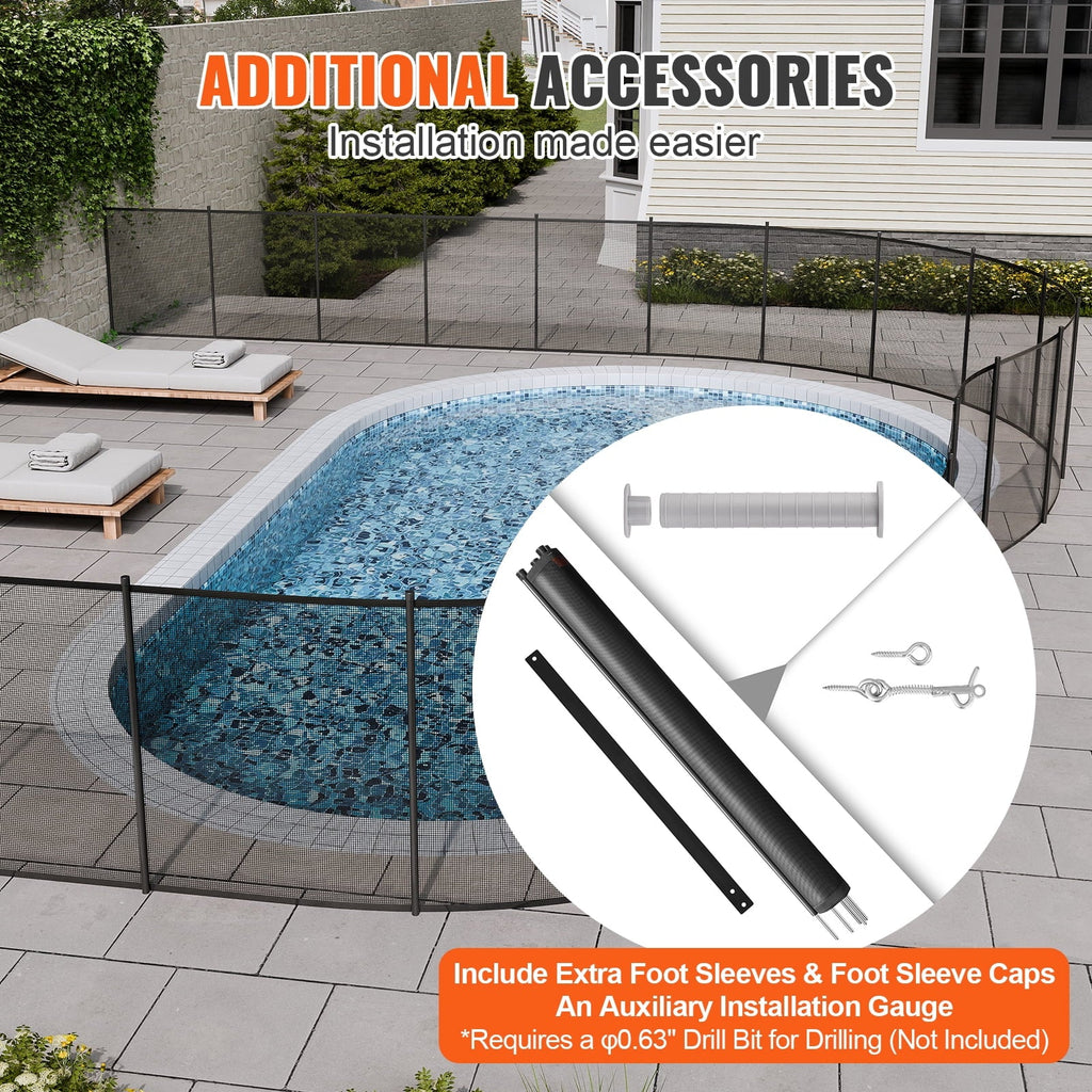 SKYSHALO 4 x 12 ft Pool Fence Detachable Pool Fence for Outdoor Underground Swimming Pools