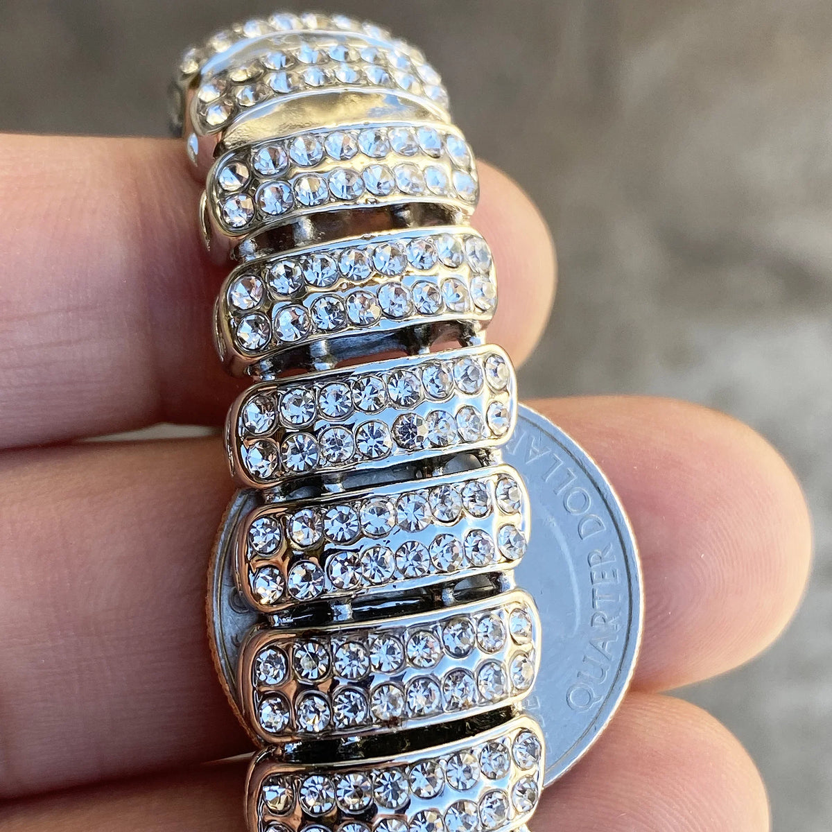 Mens Hip Hop Bracelet Micro Pave Iced Box Lock Silver Tone Bling Out 8.5" Inch x 16MM Thick